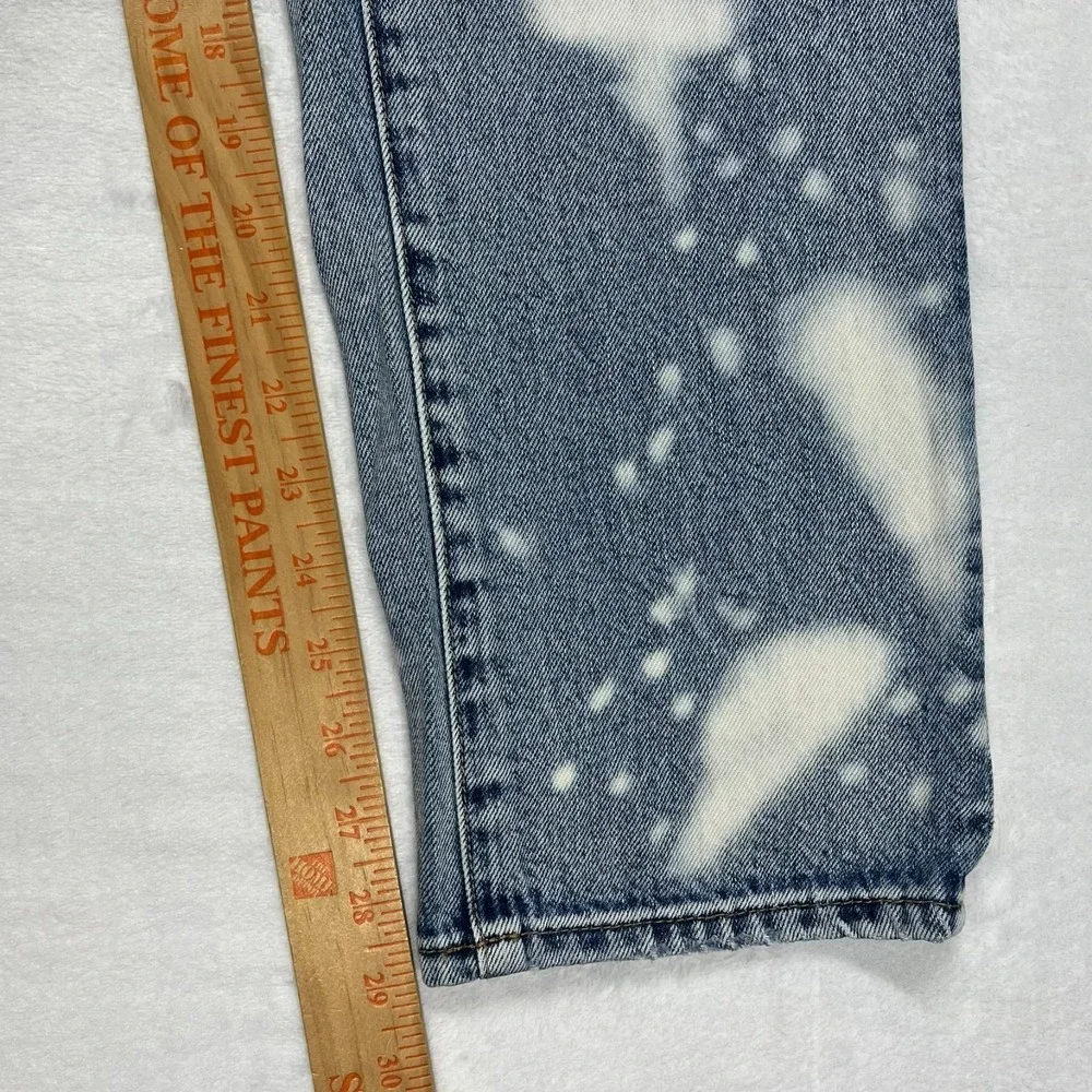 Good American Straight Leg Jeans Womens 6 Fits 28x29 Distressed‎ Bleach Splatter